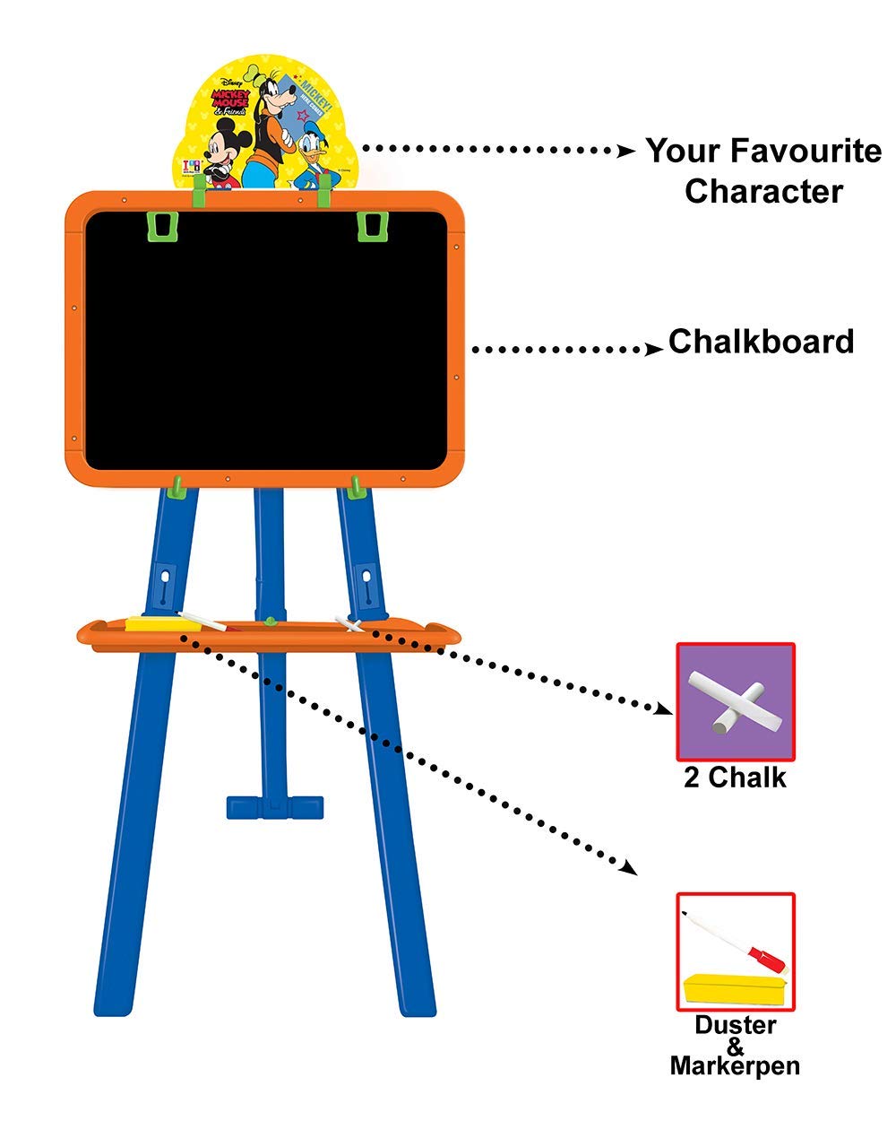 Itoys Disney MICKEY 6 in 1 Multicolor Writing Board for Kids with Activity Sheets