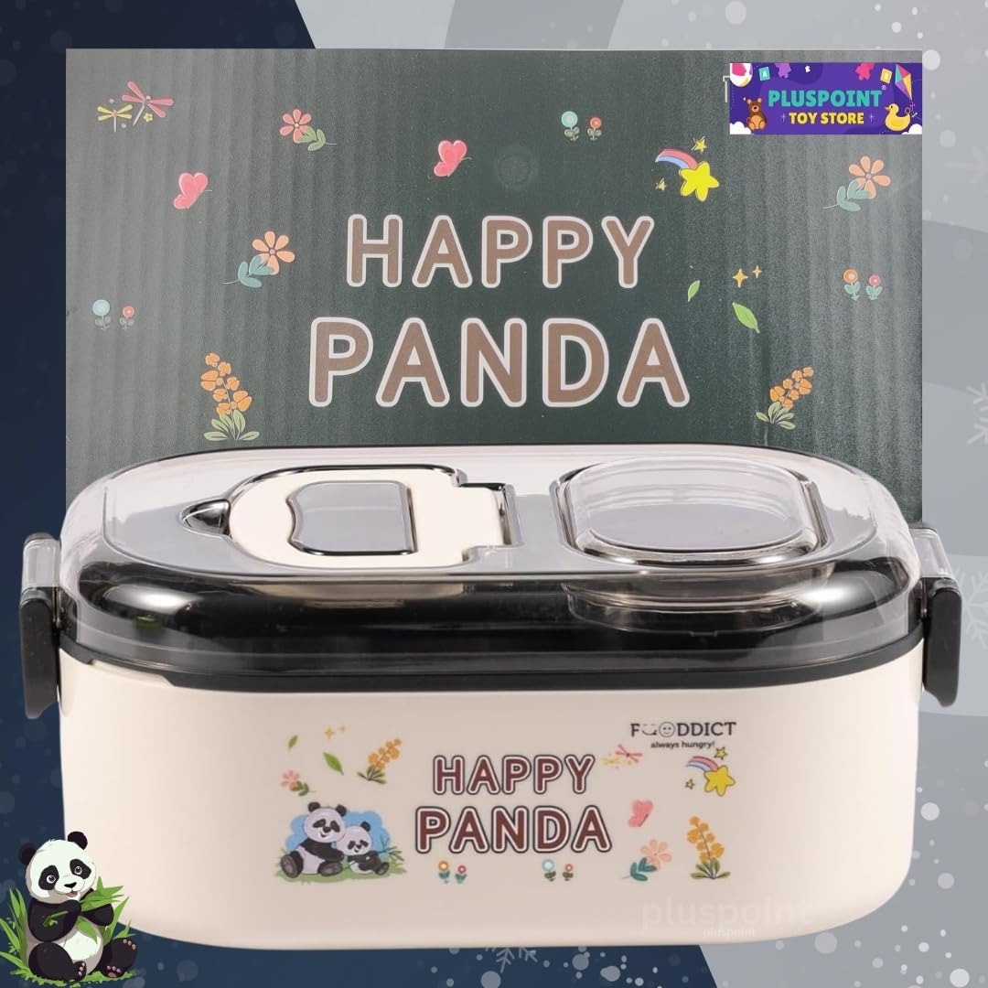 Panda Theme Lunch Box for Kids, Tiffin Box with Spoon and Coin Pouch, Lunch Box for School Kids, Lunch Box, Air-Tight Lunch Box, Insulated Lunch Box