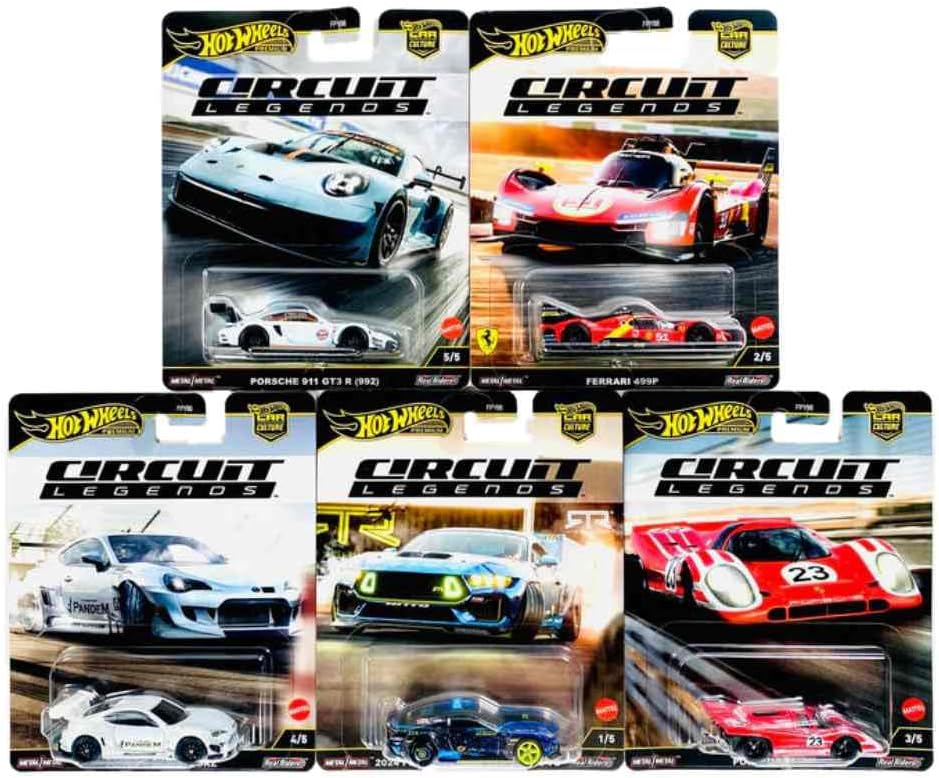 Hot Wheels Circuit Legends Sealed Box – Pack of 10 | Porsche, Ferrari, Ford & Subaru Icons | Chance of Chase Car