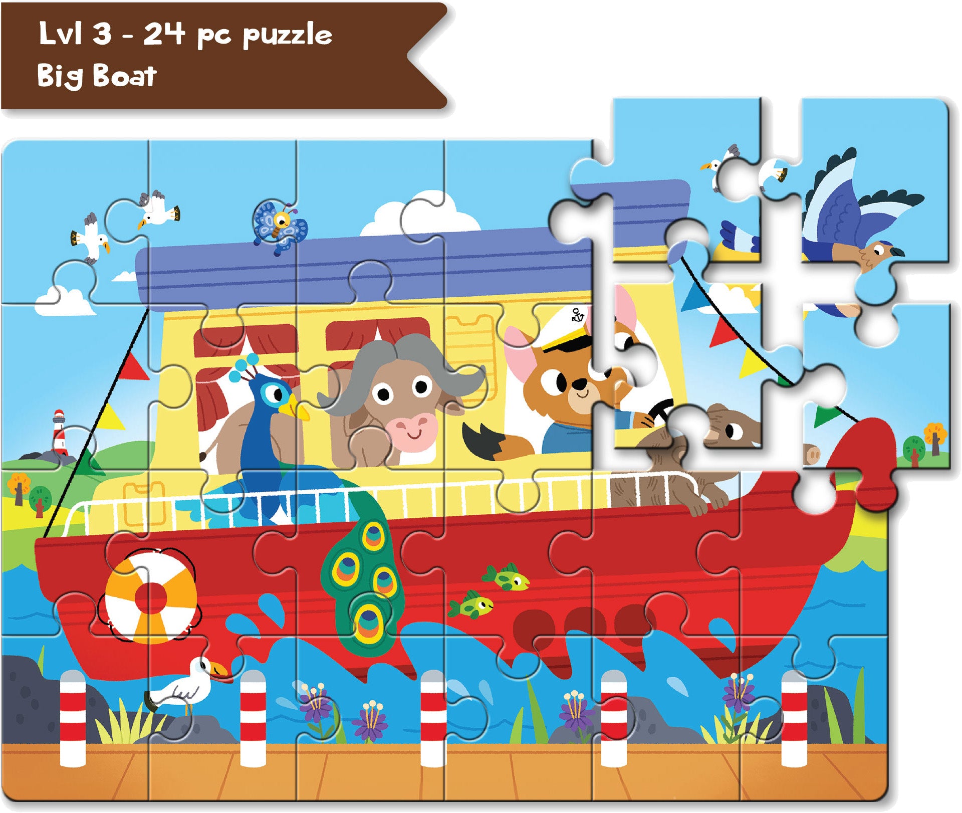 Play Panda – 4 in a Box Transportation Puzzle Set for Kids – Educational Puzzle for Kids - 90 total Pieces