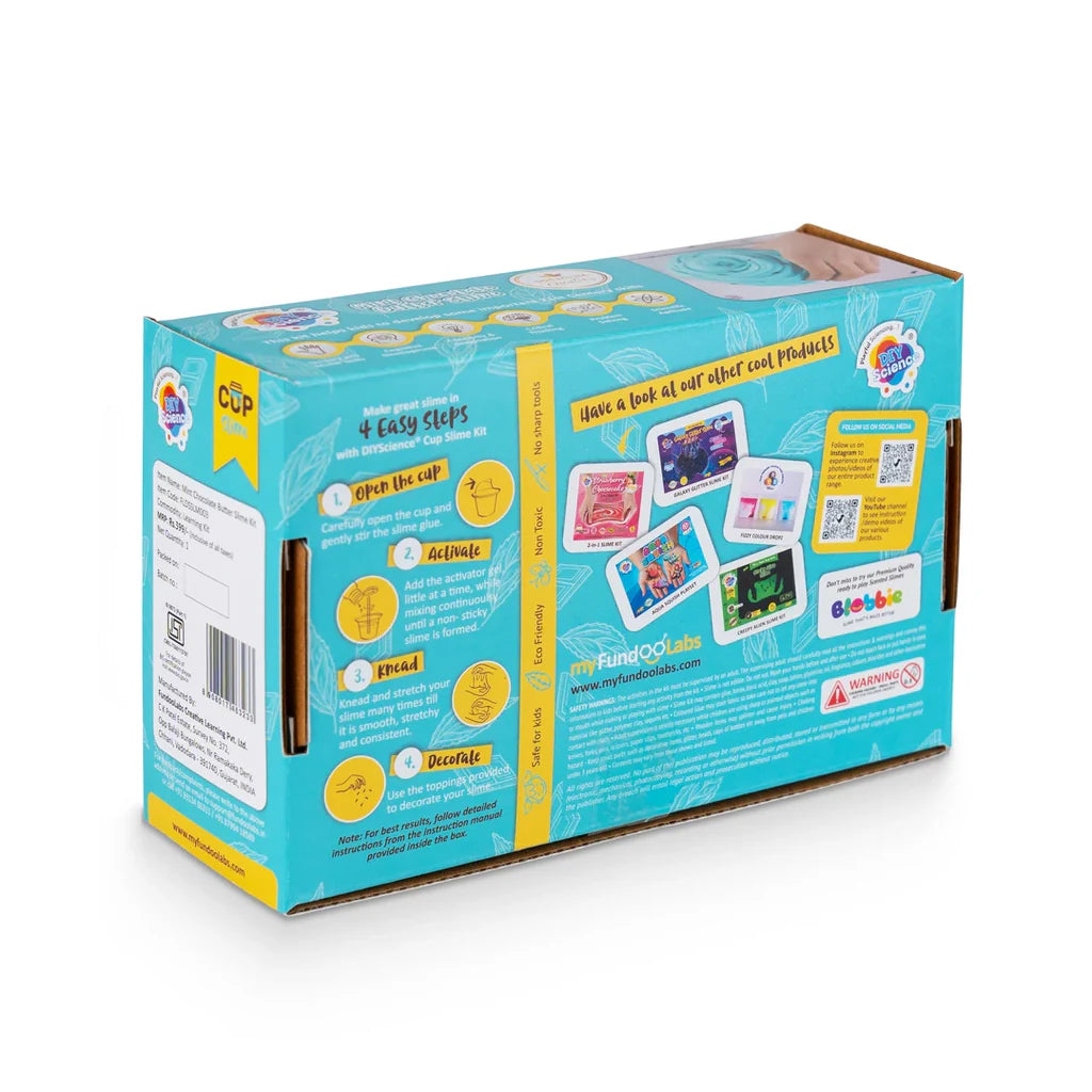 DIYScience Mint Chocolate Butter Slime Kit, 8+ Years, Make Fluffy & Stretchy Butter Slime, Scented Slime Glue, Activator Gel, Ultralight Foam Clay, Choco Sprinkles