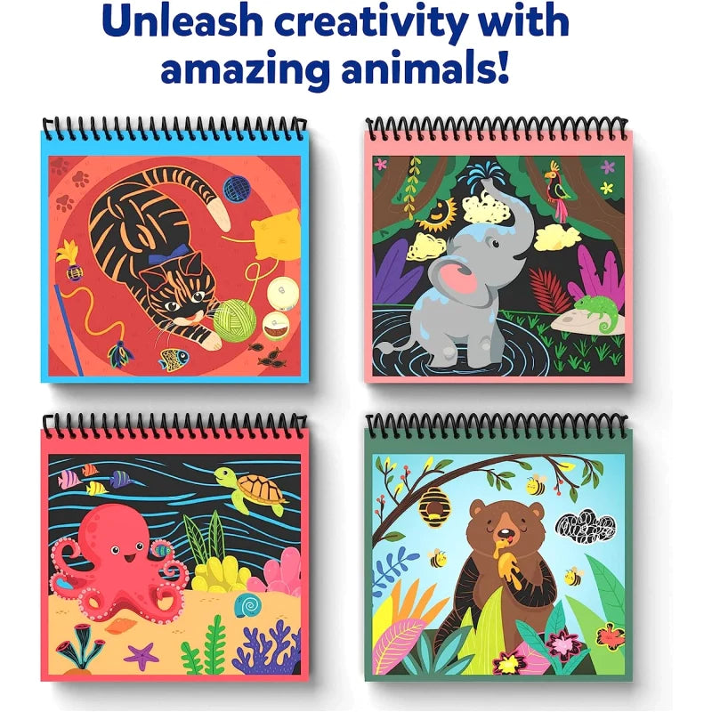 Skillmatics Magical Scratch Art Book: Amazing Animals | Multicolored