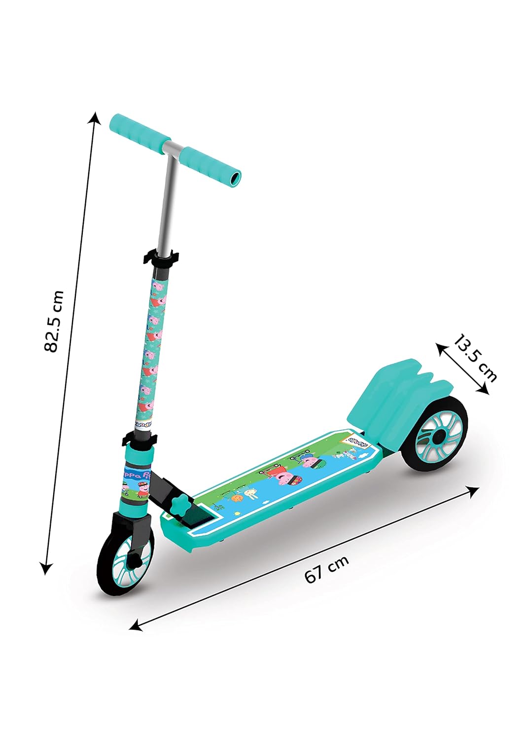 Skoodle Wheel Kick Scooter, Foldable & Height Adjustable, Slip Resistant Deck, Scooter for Kids /  Peppa Pig 3 (Multicolor)