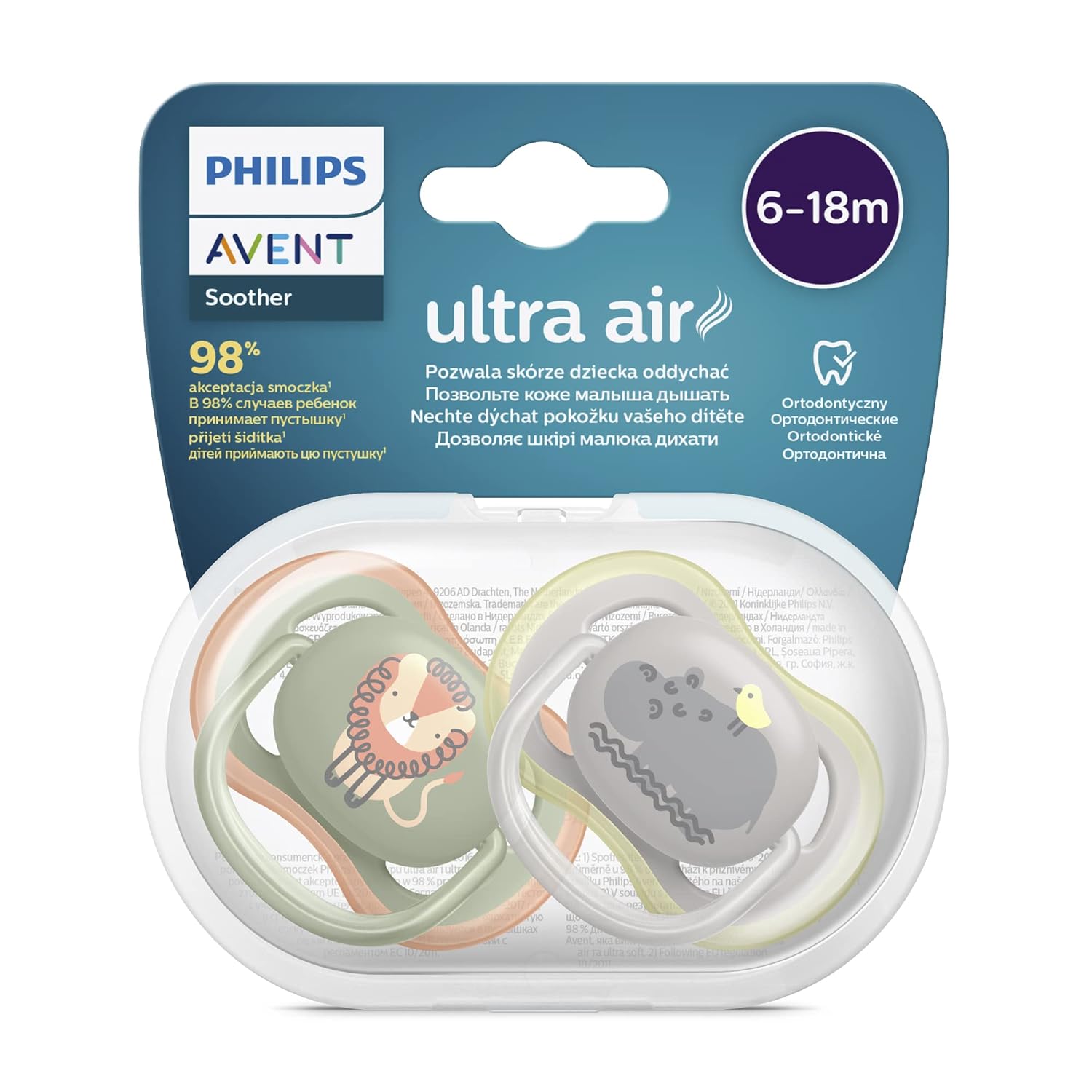 Philips Avent (6-18M+) Ultra Air Pacifier Pack of 2 | High Ventilation | 98% Acceptance | BPA-Free | SCF085/17