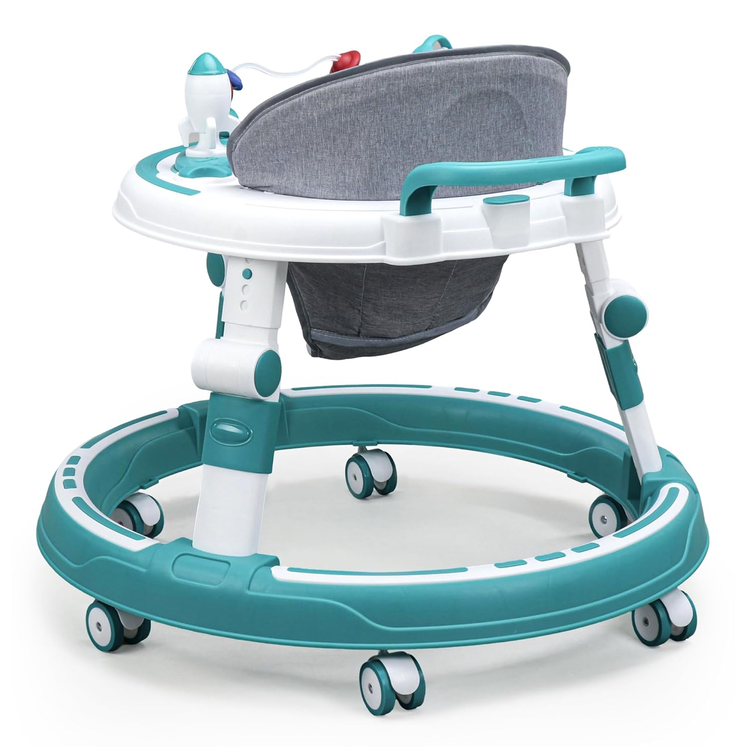 Baby Walker | 4 Level Adjustable Height | Musical Tray | LED Decorated | Foldable Design | Safe & Comfortable | BIS Certified | Green (6-24 Months)