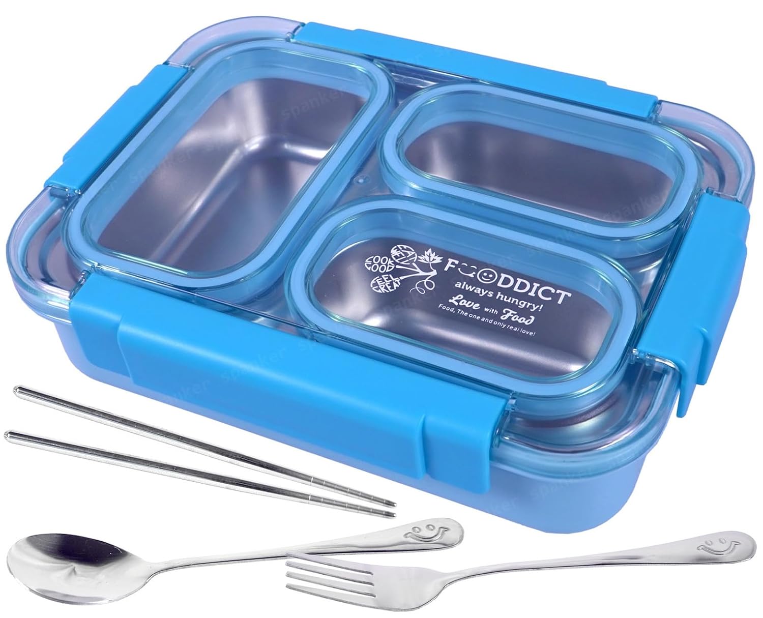 Stainless Steel Insulation Portable BPA Free Leak-Proof 3 Grid Capacity Bento Lunch Box for Kid Adult Student Children - Assorted - 800ML