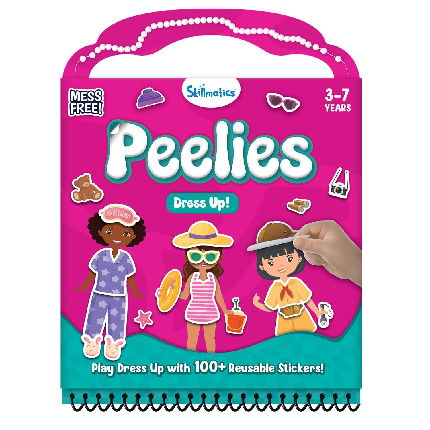 Skillmatics Reusable Sticker Activity Book - Peelies, 100+ Reusable Cling Stickers, 6 Pictures, Mess-Free Fun for Kids, Creative Play & Travel Toy, Gifts for Kids
