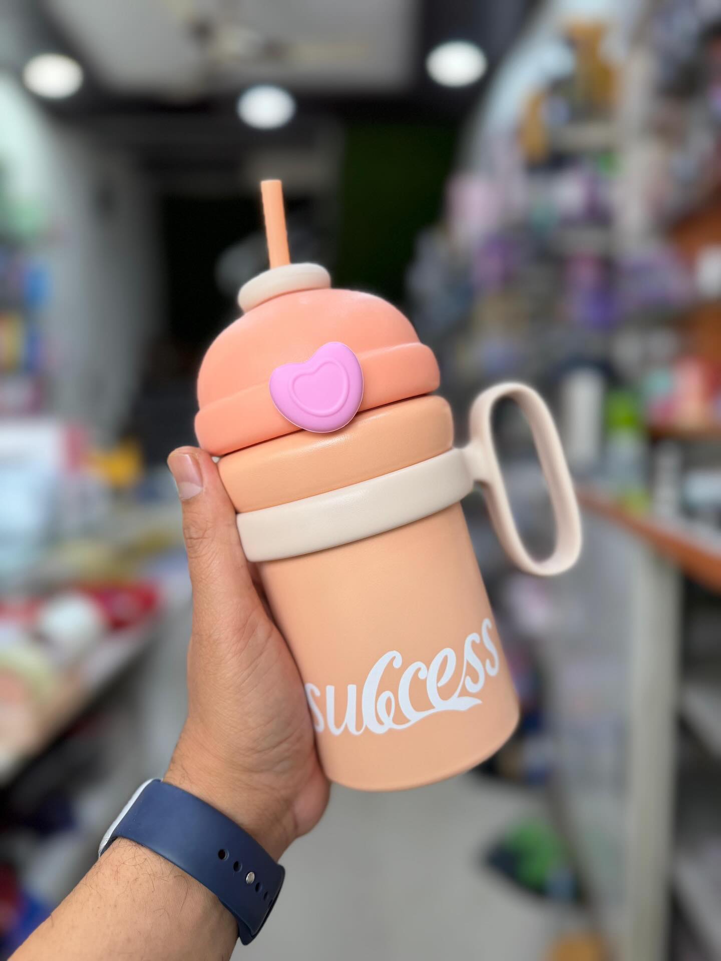 Heart Tulmbler Insulated Flask | Steel Bottle with Straw & Handle 700 ml Stainless Steel Sipper