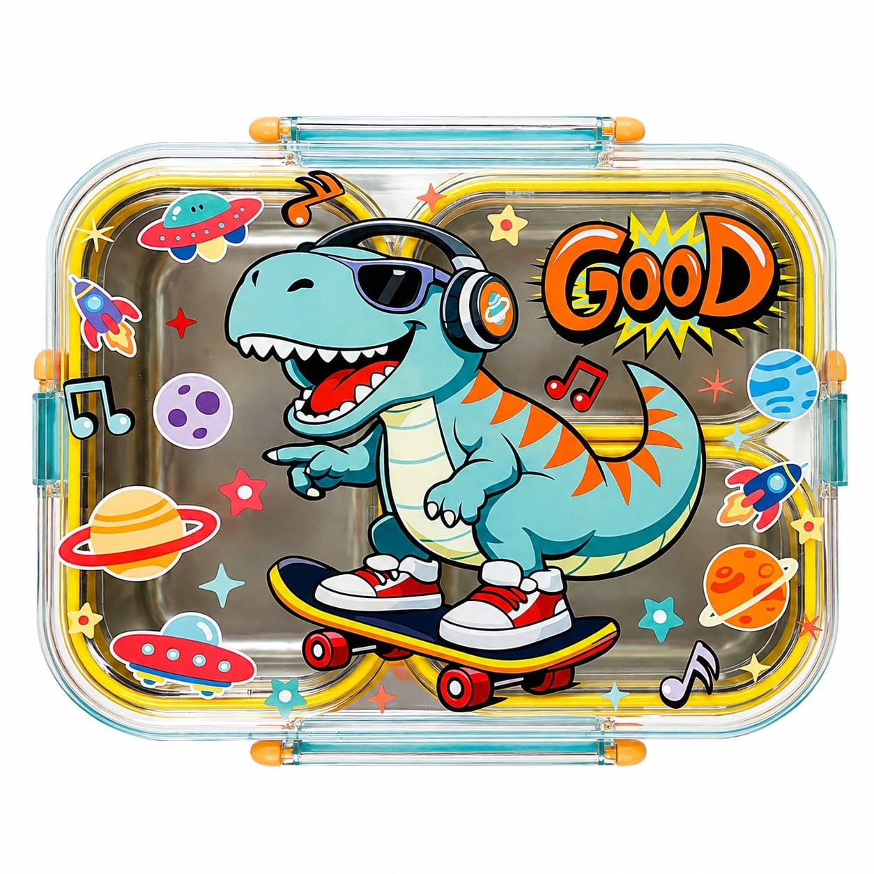 Kids Bento Lunch Box, 3 Compartment Stainless Steel Container, Leakproof Design, 750ml Capacity with Spoon | Assorted