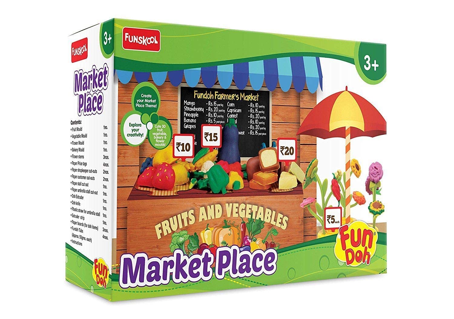 Fun Dough by Funskool Fruits And Vegetables Market Place (Color May Vary)