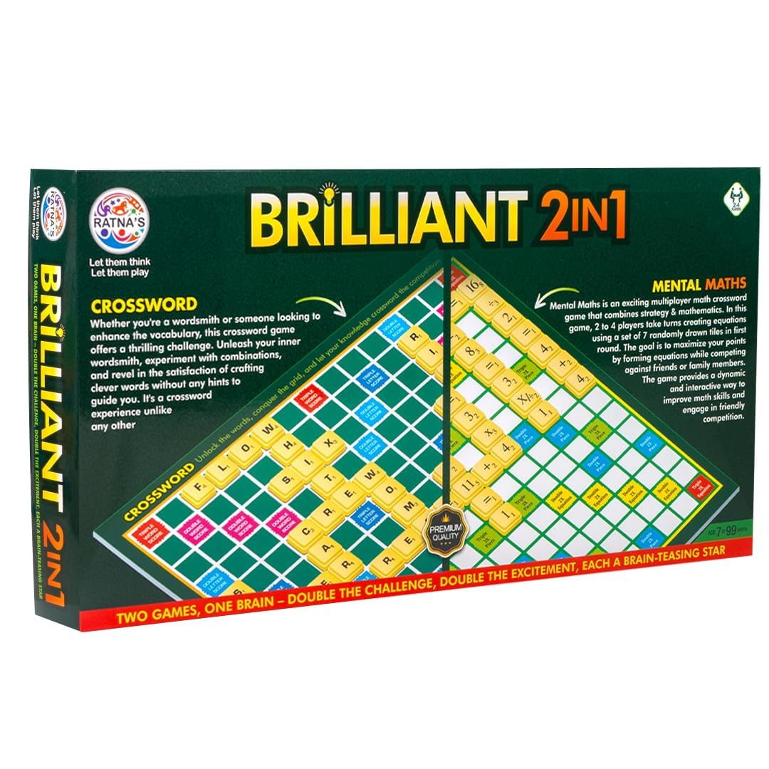 Ratna Brilliant 2 in 1 Crossword & Mental Maths Classic Board Games