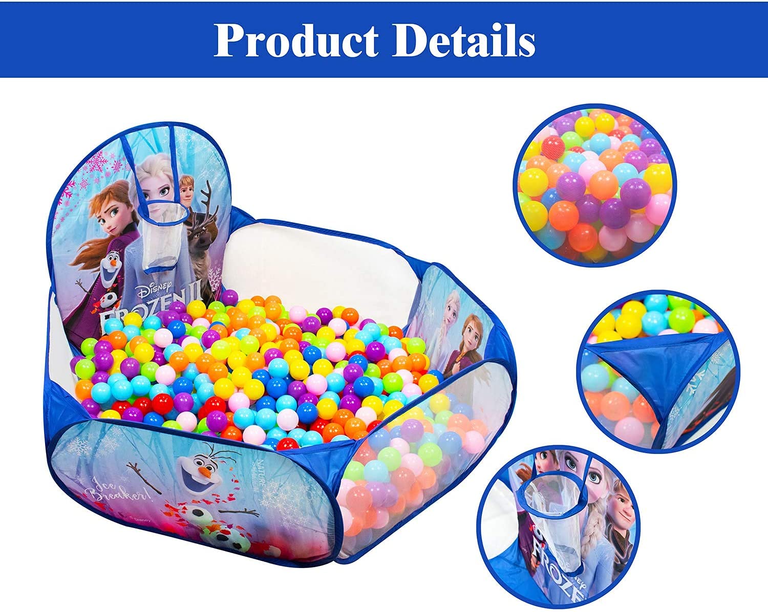 iToys Theme Disney Frozen Baby Ball Pool for Kids with Ball Pit Foldable Play Tent Indoor Outdoor Toys for Kids