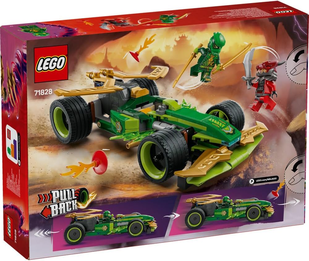 LEGO NINJAGO Lloyd’s Pull-Back Race Car 71828 Toy Pretend Play Building Kit for Kids with 2 Minifigures, Buildable Vehicle | 181 Pieces | Multicolor