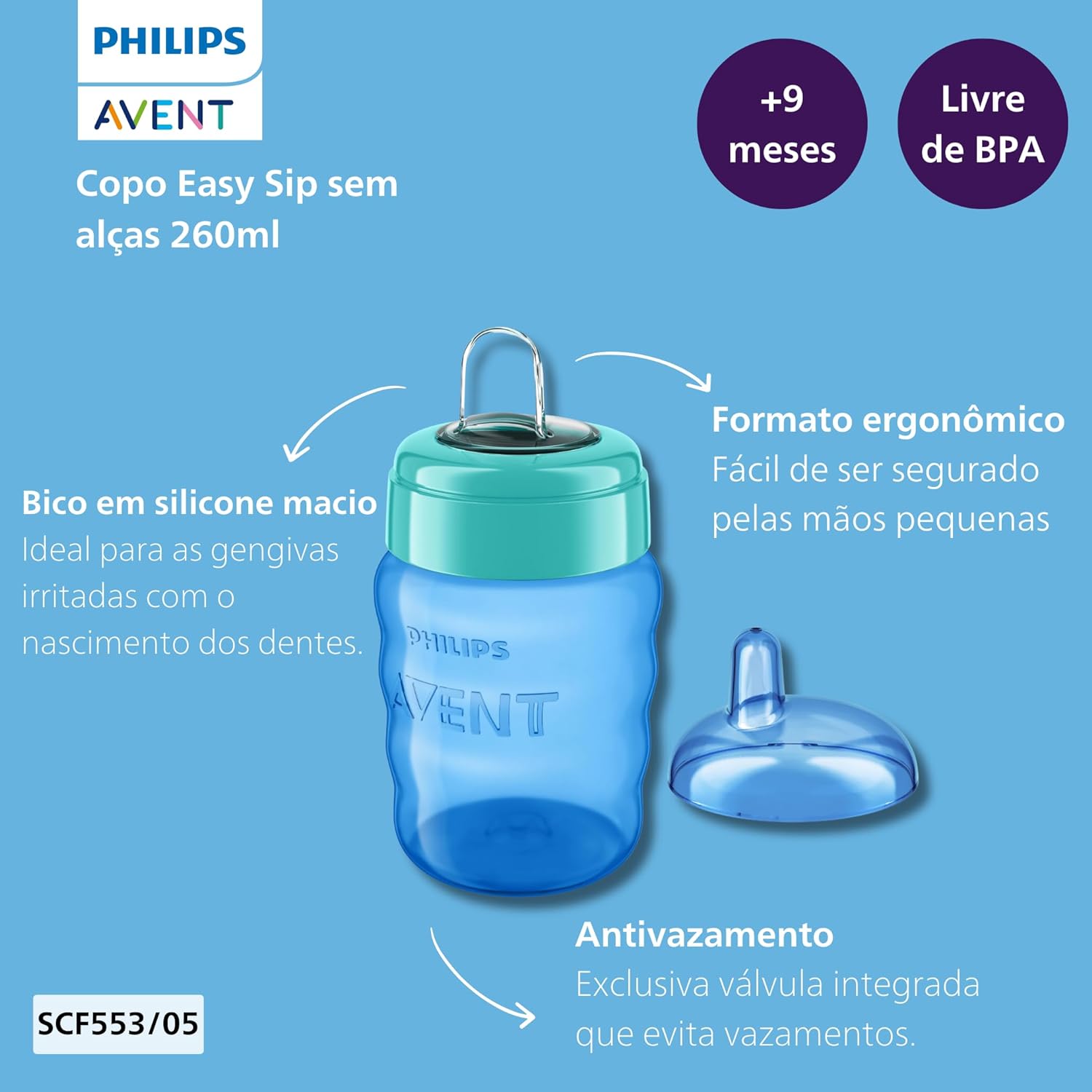 Philips Avent (9M+) Silicone Classic Spout Cup | Green/Blue | SCF553/05 | 260Ml ( Cordlife )