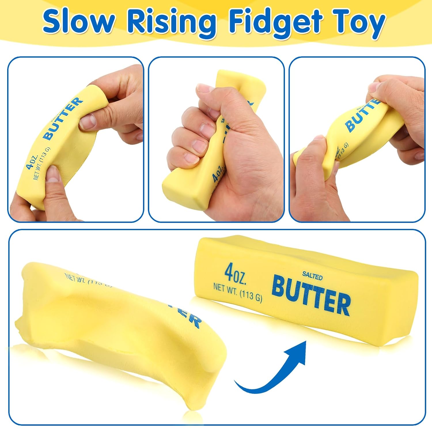 Butter Squishy- Slow Rising Fidget, Novelty Stress Relief Squeeze for Adults Kids, Party Favors Gift Sensory - Pack of 1 pcs