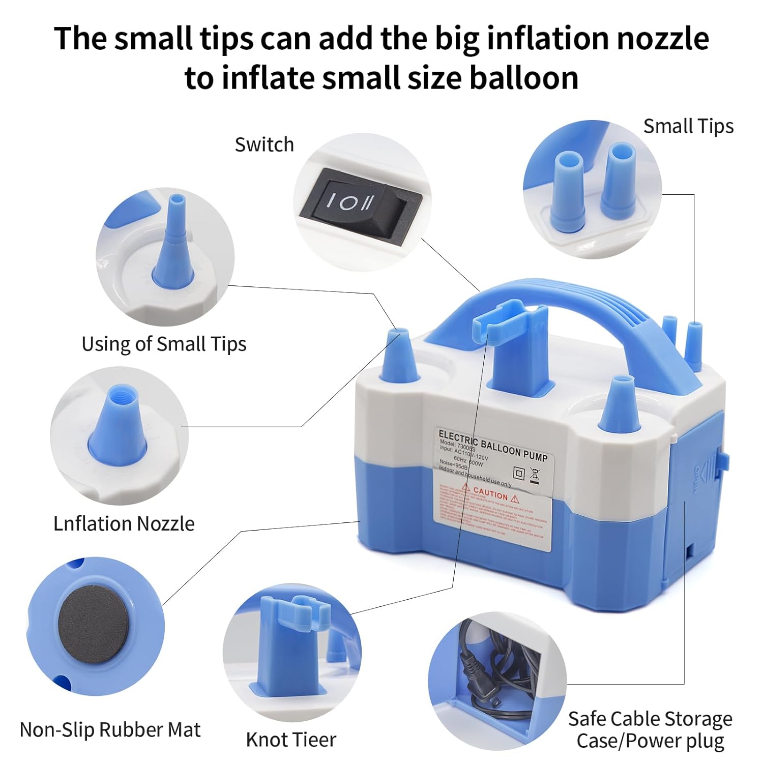 Electric Balloon Pump 73005 Electric Air Balloon Pump 110V 600W Balloon Blower Inflator for Kids (Multicolor)