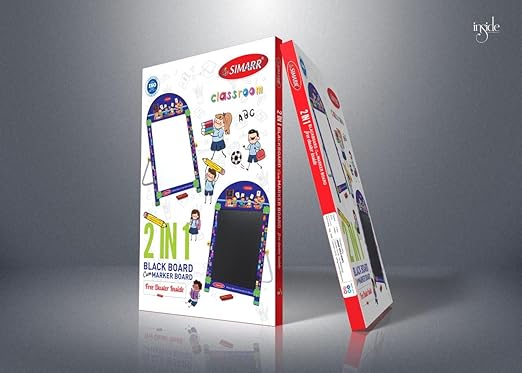 SIMARR 2 in 1 Blackboard Cum Whiteboard with Marker For Kids - Multicolor