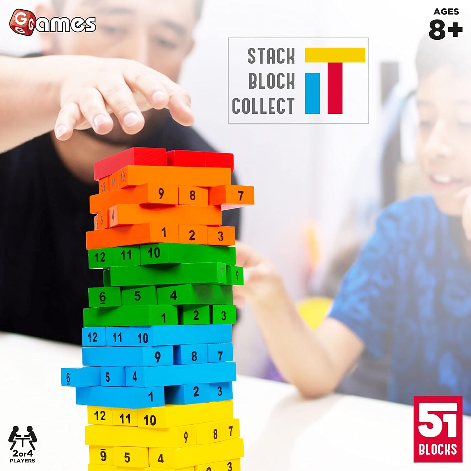 Tateru Hardwood Blocks Stacking Tower: Strategy Game for 2-4 Players (Ages 8+)