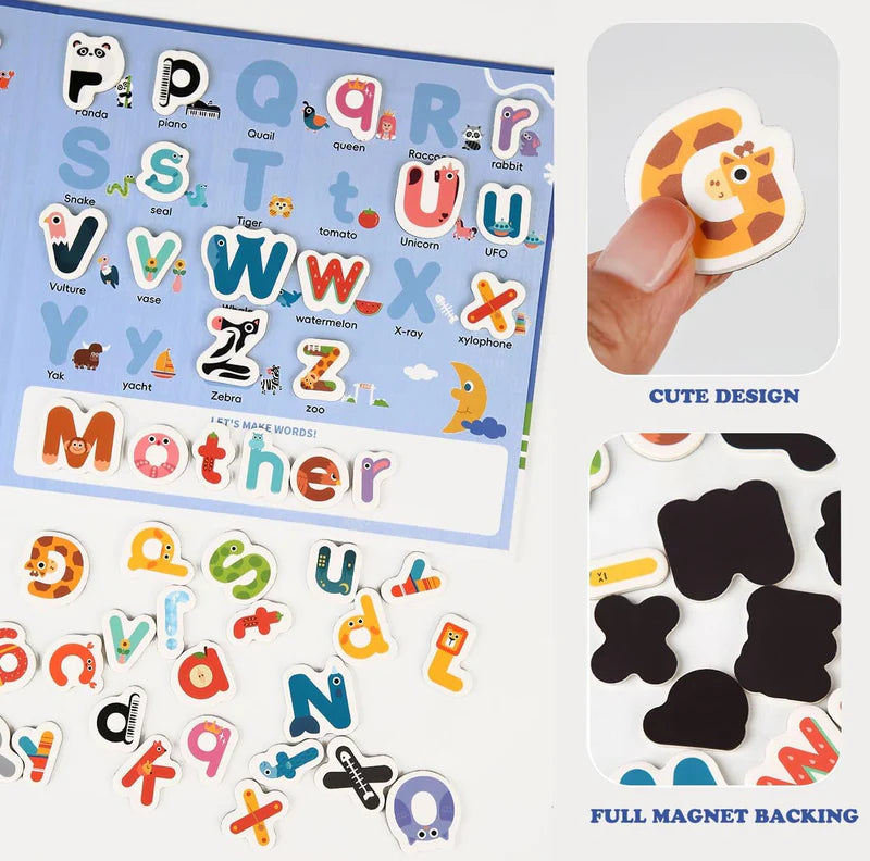 Cots and Cuddles Magnetic Alphabet Letters Set – 78 Pcs Animal-Themed Upper & Lowercase for Kids