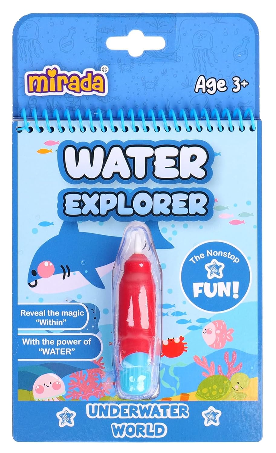 Mirada - Mirada Water Explorer | Water Colouring Book, Reusable Water-Reveal Book I Self-Drying with Easy to Hold Water Pen for Kids - Multicolour