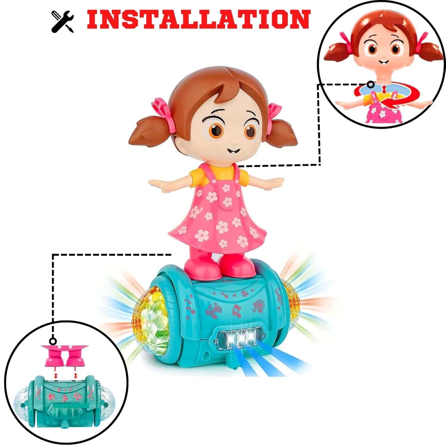 Fashion Girl Musical Dancing Girl 360 Degree Rotating with 5D Light and Musical Sound Activity Kids