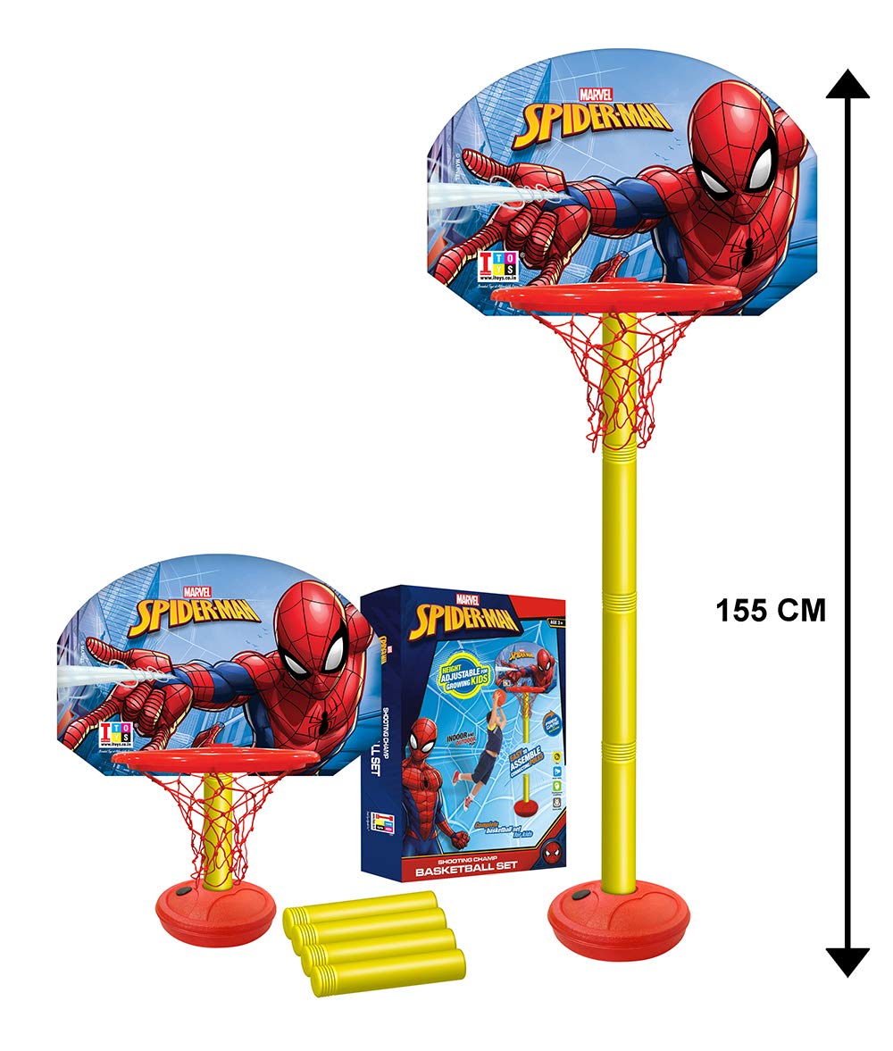 Marvel Spiderman Adjustable Shooting Champ Basketball Set for Kids - Multicolour
