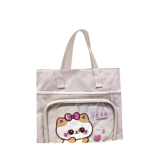 Cartoon Design Hand Bag – Multi-Purpose Tote Bag, Reusable Shopping Bag, Travel Bag with Handle Strap and Zipper, Document Carry Bag