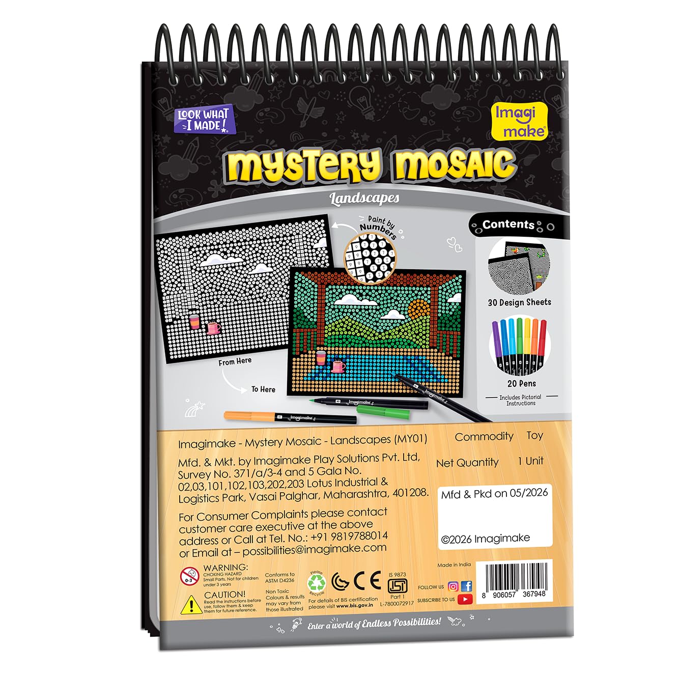 Imagimake Mystery Mosaic Landscapes | Paint by Numbers Kit | Age 10+