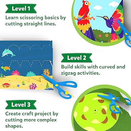 Skillmatics Art & Craft Kit - Snip, Snip Animals, Practice Scissor Skills with Activity Book For Kids