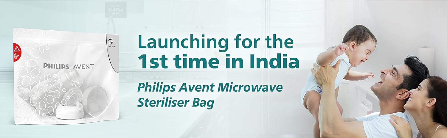 Philips Avent Microwave Sterilizing Bag SCF297/05: Kills 99.9% Germs, Sterilizes Bottles, Breast Pump, and Baby Products in 90 Sec, Pack of 5 Bags (White) ( Cordlife )