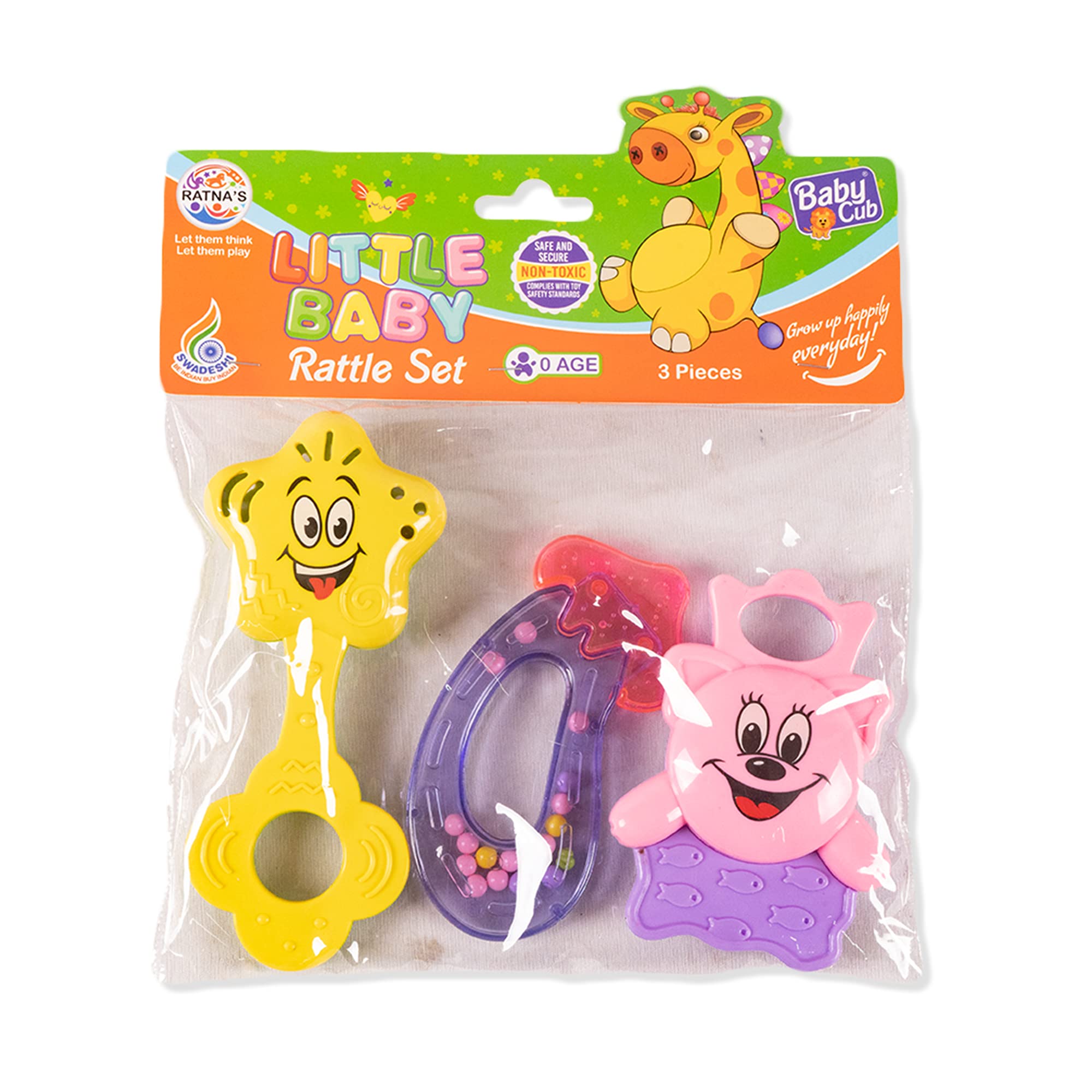 Ratnas Colorful Little Baby Rattle Set - 3 Pcs - Multicolor