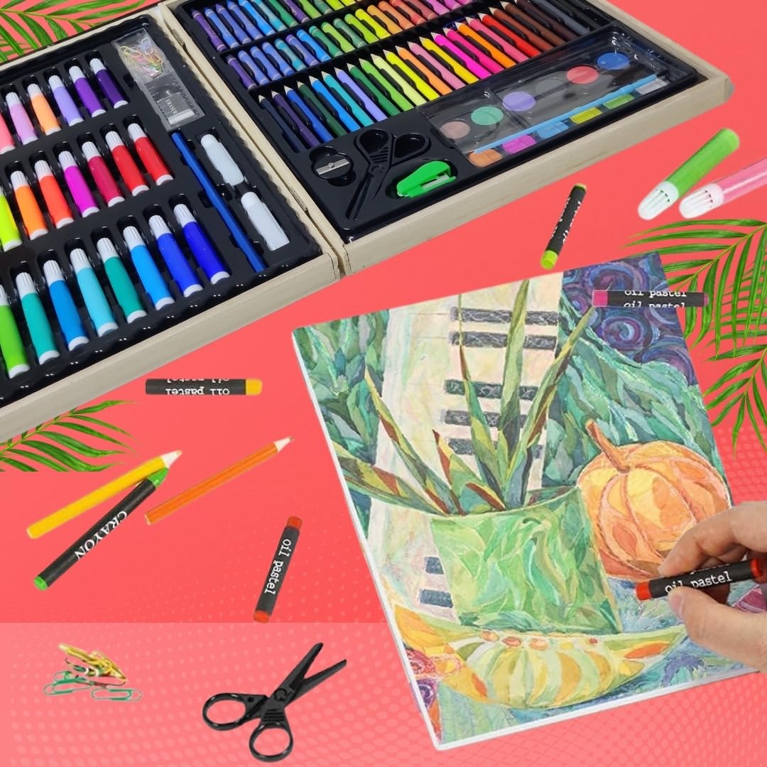 150 PCS Art Supplies Drawing Painting Art Set for Kids Girls Boys Teens, Wooden Case Coloring Art Kit