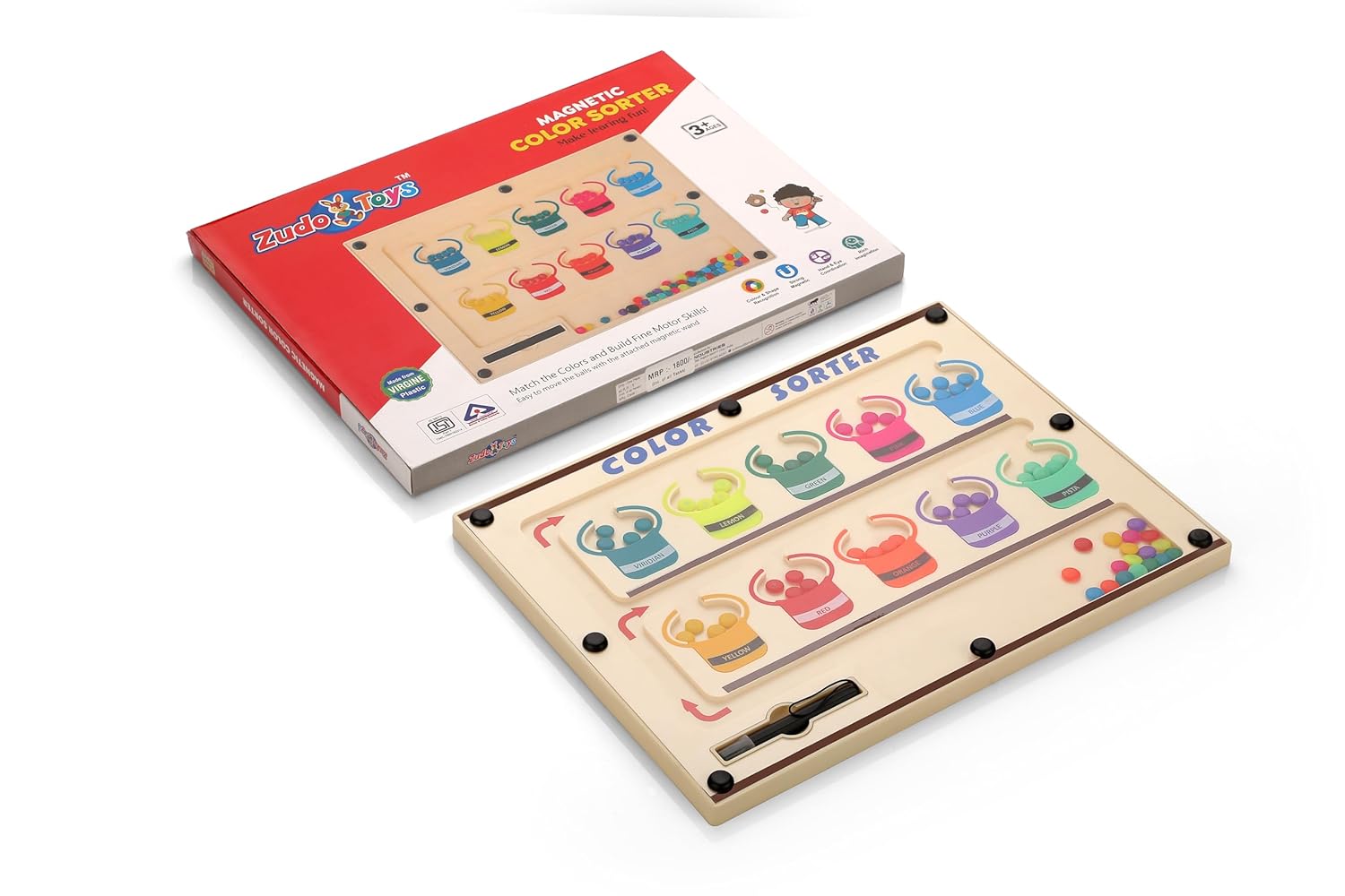 Montessori Plastic Learning Puzzle Board for Toddlers (3-5 Years), Multicolor
