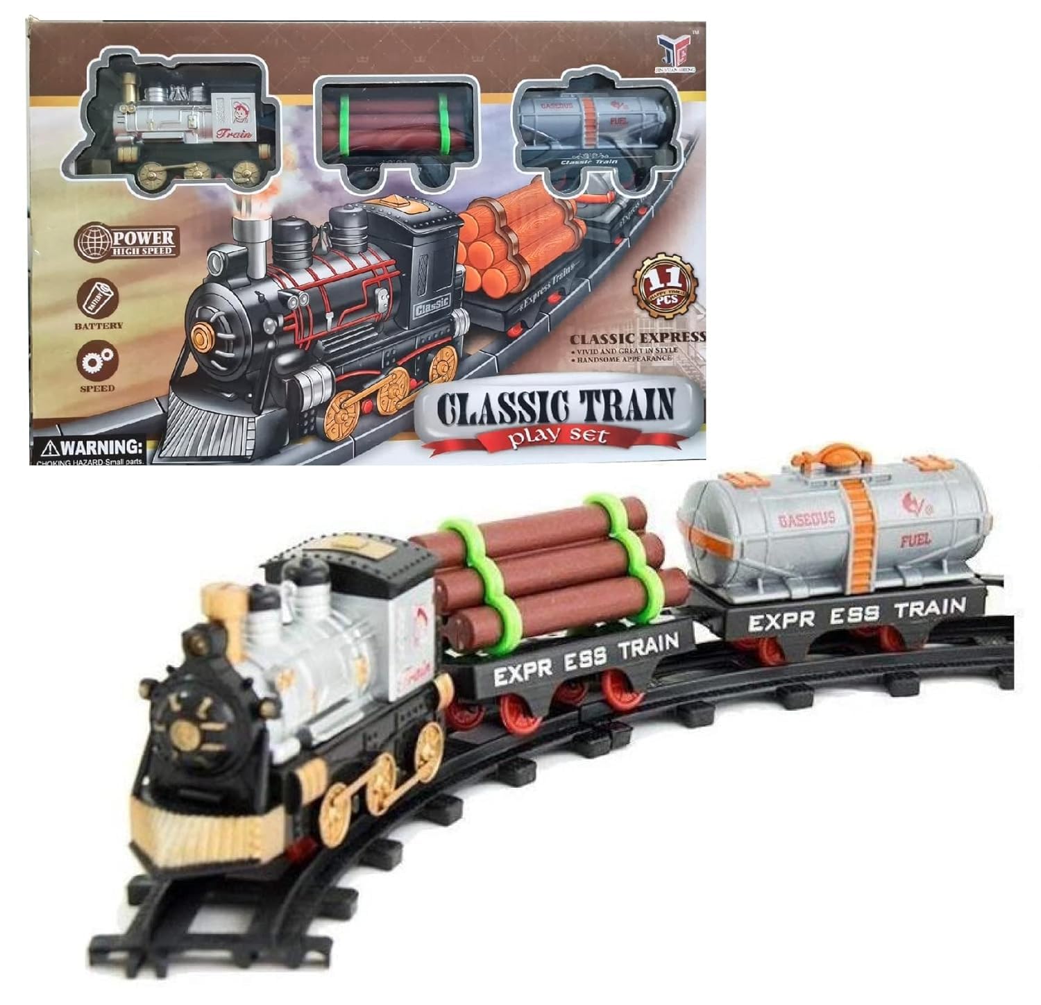 Toy Train For Kids Premium Toy Train Set With 11 Tracks For Kids | Battery Operated, Sound, And Lights Included