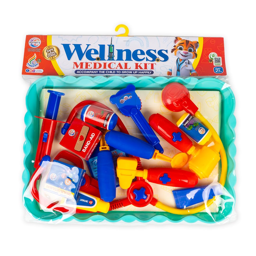 Ratna's Wellness Medical Kit with 15 Medical Instruments & Accessories | Doctor Set Pretend Play | A Perfect Role Play Toy Set for Kids | Multicolor