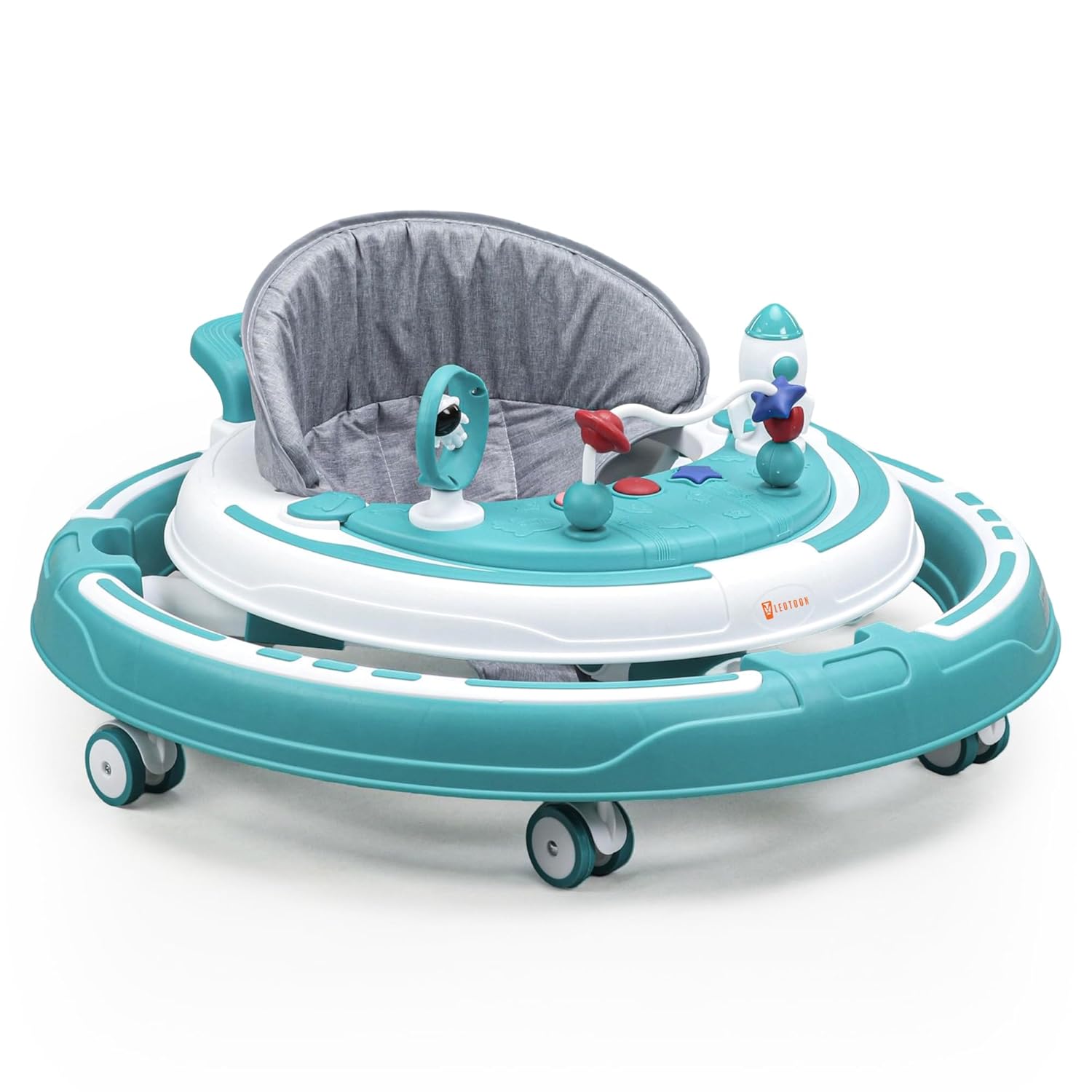 Baby Walker | 4 Level Adjustable Height | Musical Tray | LED Decorated | Foldable Design | Safe & Comfortable | BIS Certified | Green (6-24 Months)