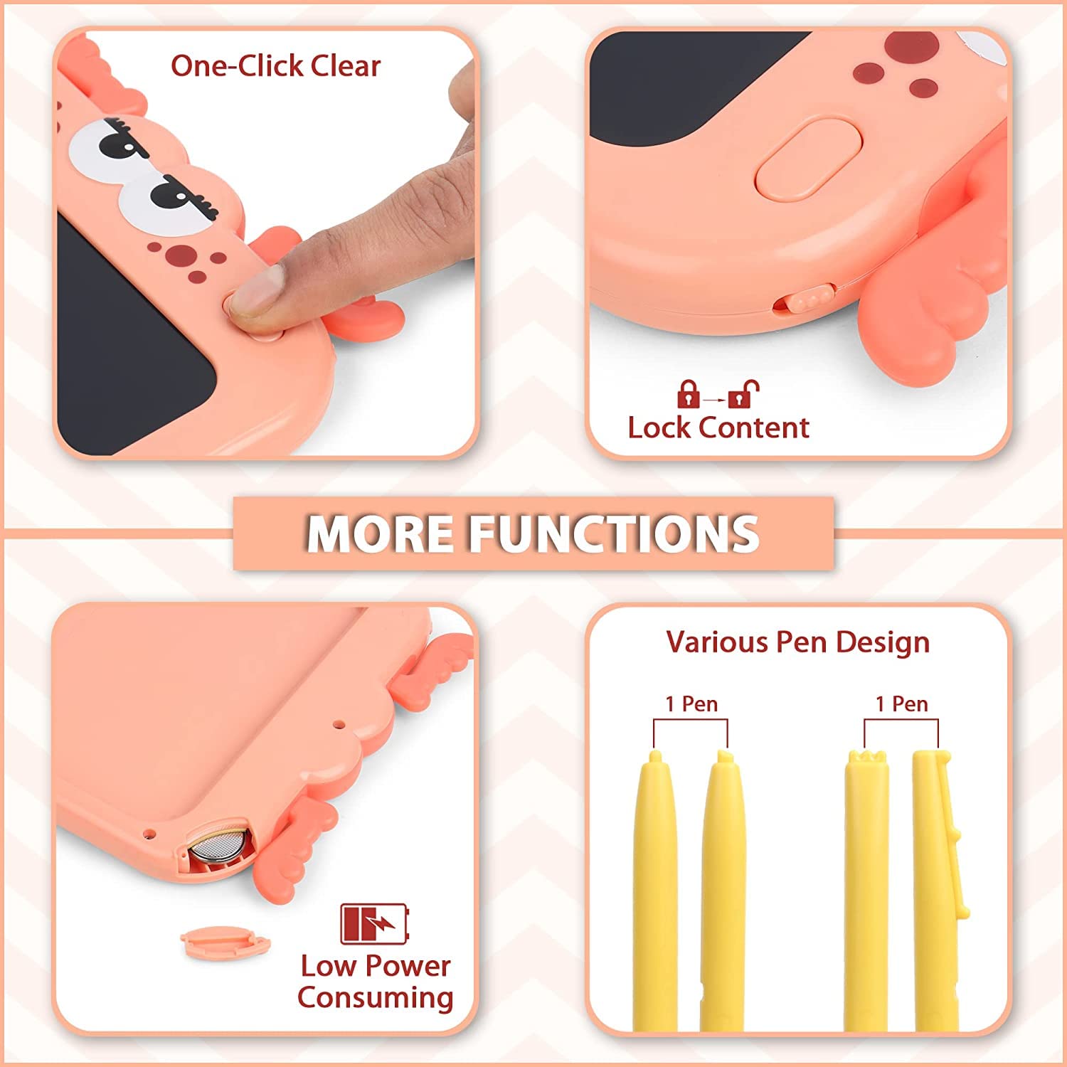 LCD Writing Tablet for Kids, Drawing Board Writing Pad with Stylus Pen Reusable Portable Electronic Doodle Boards, Educational and Learning Toy for Kids