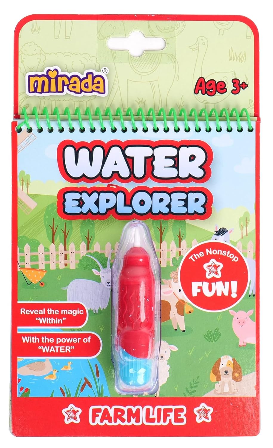 Mirada - Mirada Water Explorer | Water Colouring Book, Reusable Water-Reveal Book I Self-Drying with Easy to Hold Water Pen for Kids - Multicolour