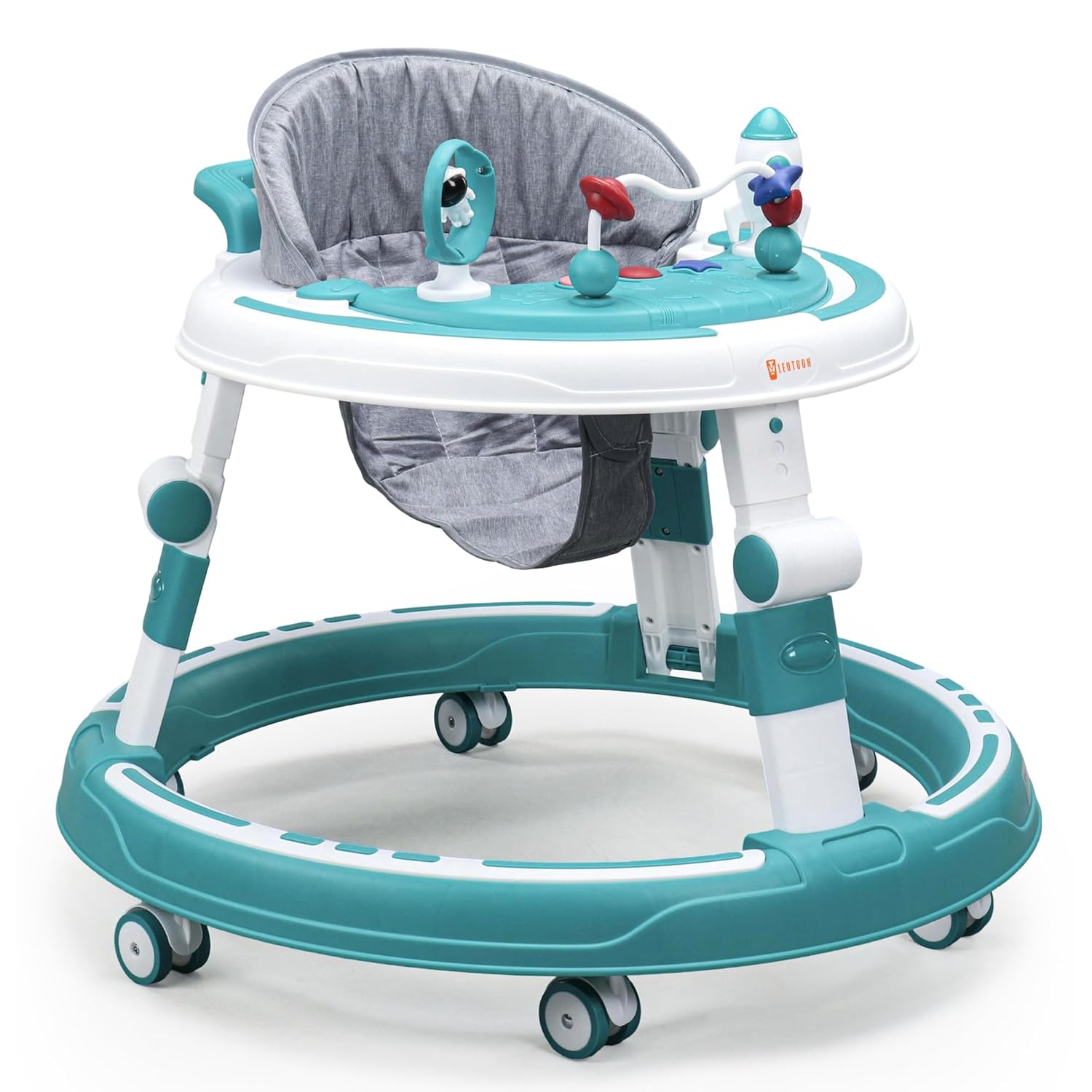 Baby Walker | 4 Level Adjustable Height | Musical Tray | LED Decorated | Foldable Design | Safe & Comfortable | BIS Certified | Green (6-24 Months)