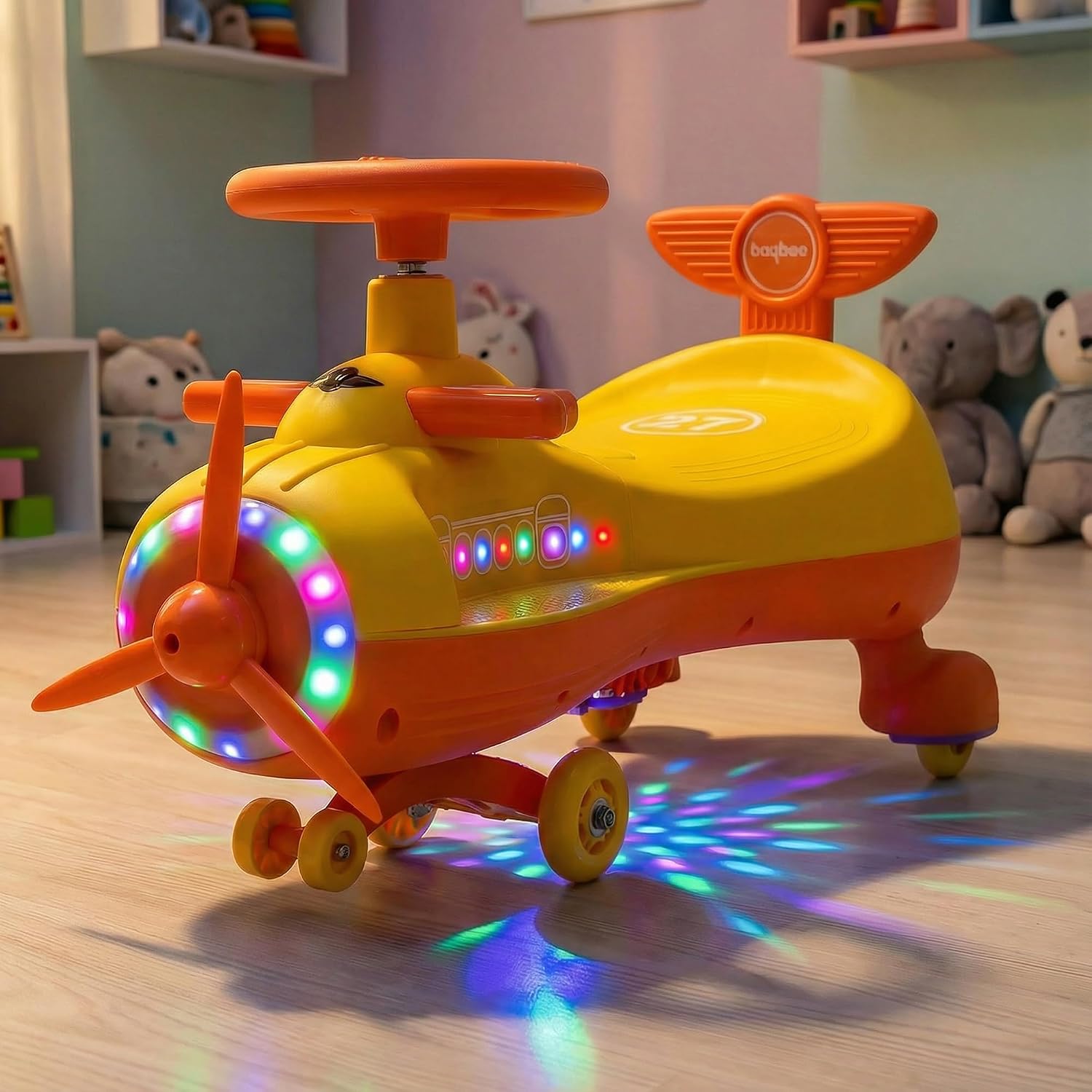 Baby Swing Car for Kids | Twister Push Ride on Car with Lights & Music | 360° Rotation, Smooth Wheels, Indoor & Outdoor Magic Push Car for Boys & Girls, Age 2+ Years | Assorted