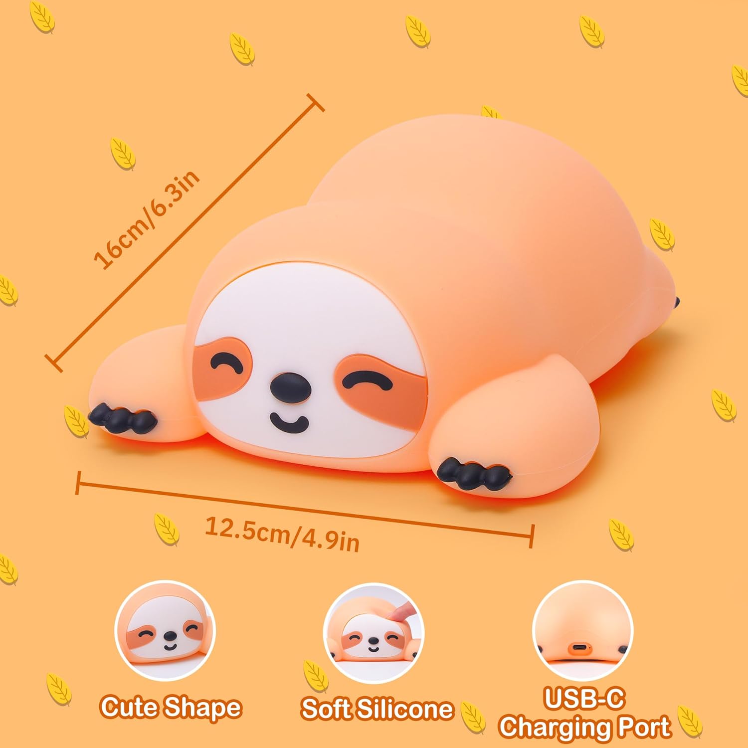 Cute Night Light for Kids, Sloth Silicon Lamp Rechargeable