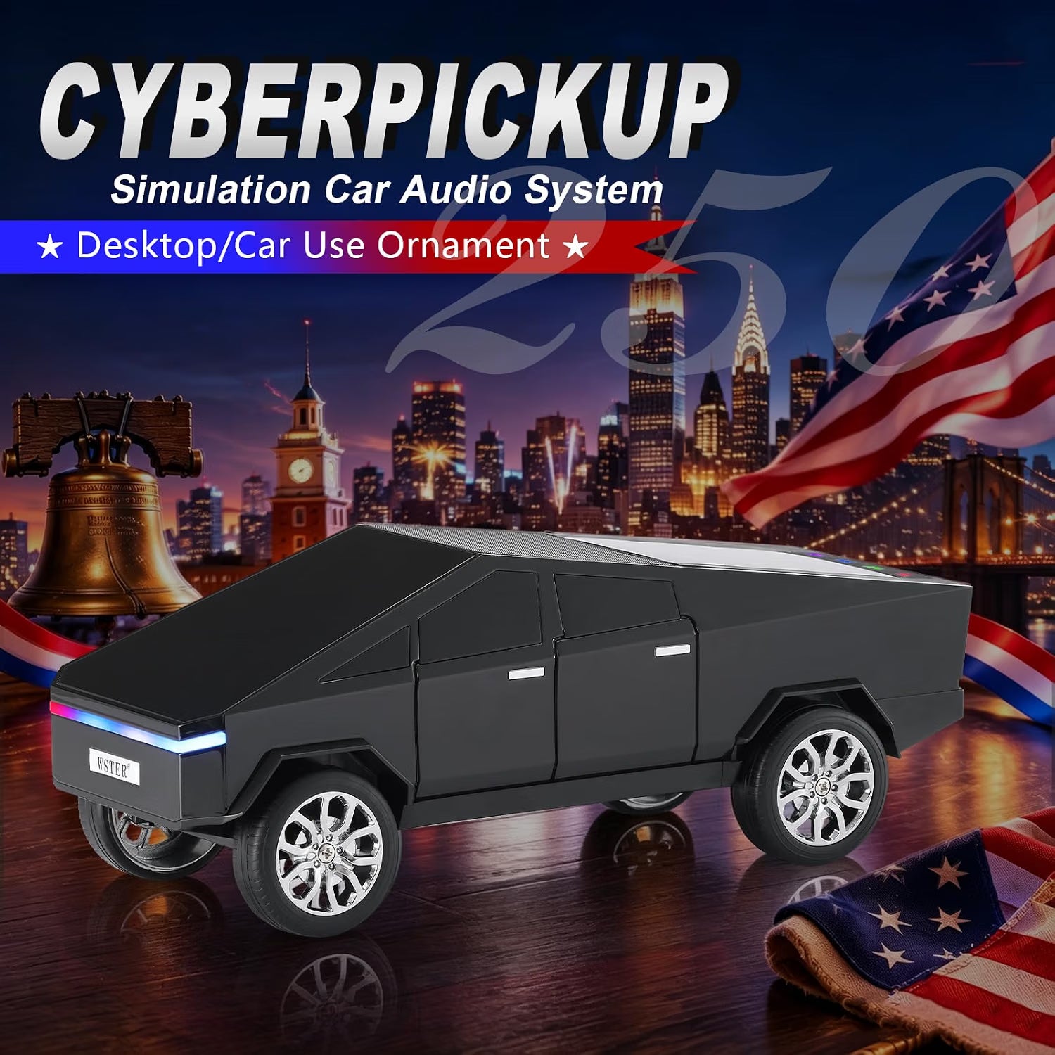 Cybertruck Model - Bluetooth Speaker - Car Design Wireless Speaker, Portable Bluetooth Speaker with LED Lights & Rechargeable Battery - Multicolor