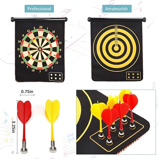 Double Sided Magnet Dart Board with Darts For Kids - Multicolor