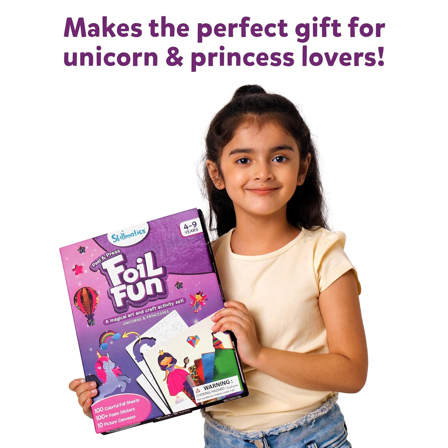 Skillmatics Foil Fun: Unicorns & Princesses Art Kit - No Mess, Creative Crafts for Kids, DIY Activity Set, Ideal Gifts for Ages 4-9, Travel-Friendly