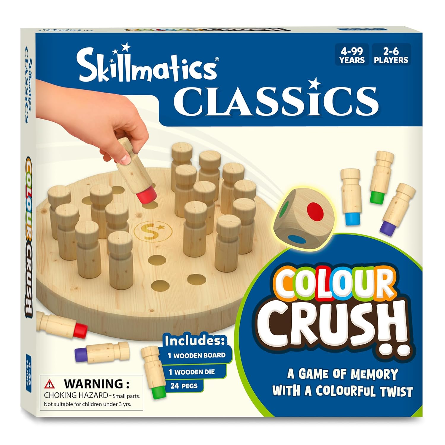 Skillmatics Colour Crush - Thrilling Memory Challenge, Fast-Paced Board & Travel Game, Perfect for Family Game Night, Brain Teasers, Wooden Toys, Great Gift for Kids - Multicolor