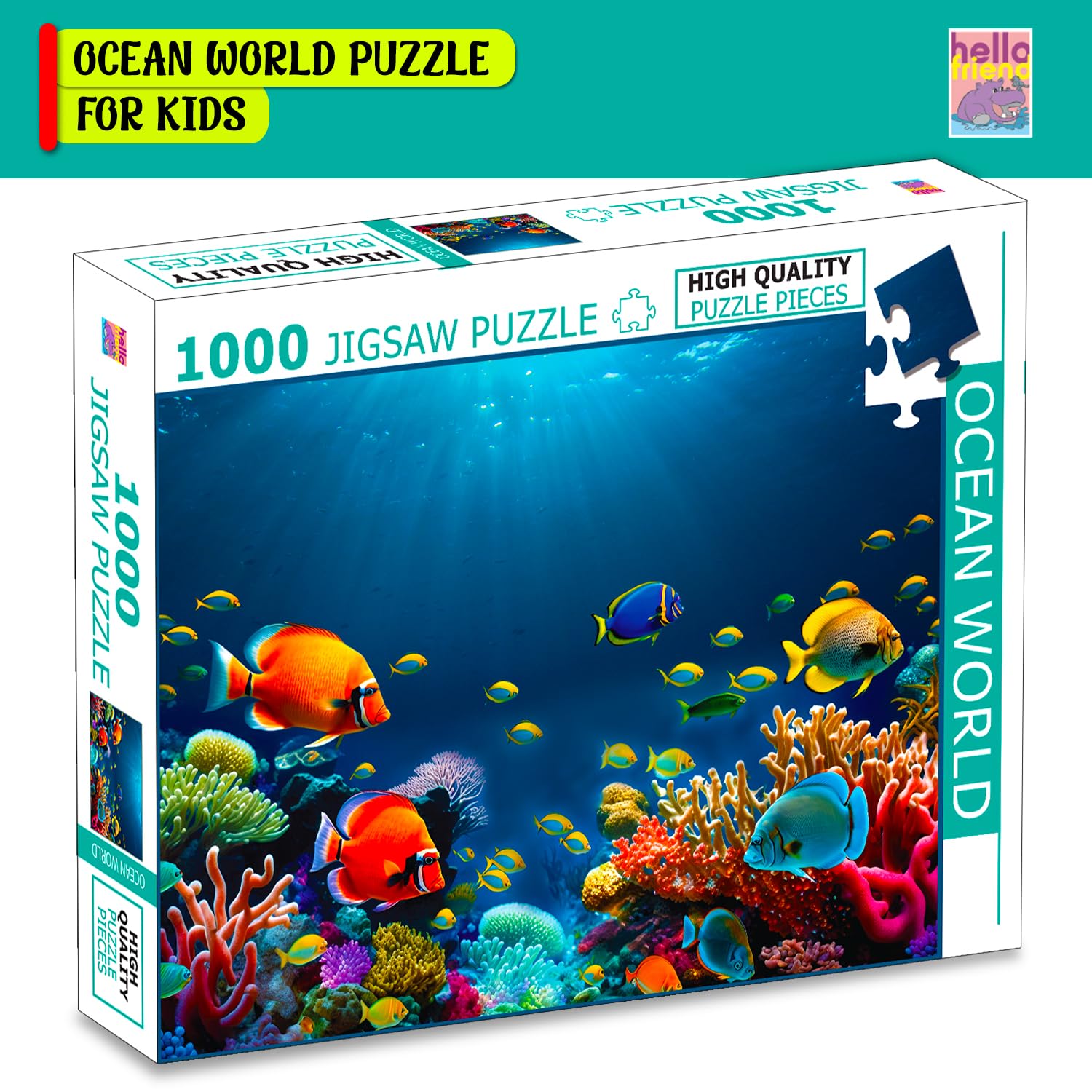 Ocean World Jigsaw Puzzles 1000 Piece for Kids and Children's – Educational Challenging World Map Learning, Gifts, Fun and Creative Game - 1000 Pcs Puzzle