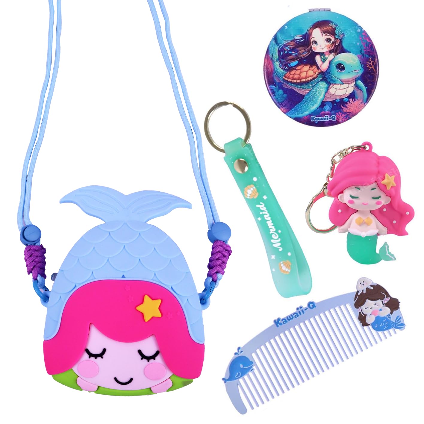 Kawaii-Q: Children's Bag Minnie Mermaid Cartoon School Backpack Coin Purse Wallet Handbags for Toddlers Kids