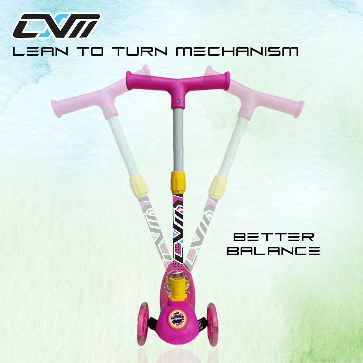 3 Wheel Kids Scooter for Kids of 3 to 10 Years – LED Magic Wheels, Smart Kick Scooter with Foldable & Height Adjustable Handle for Boys and Girls (Pink)