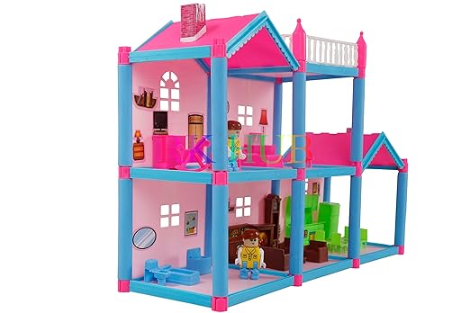 MAMMA MIA Lovely Doll House Play Set with Accessories For Kids - 78 Pcs - Multicolor