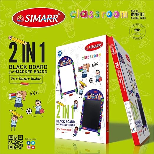SIMARR 2 in 1 Blackboard Cum Whiteboard with Marker For Kids - Multicolor